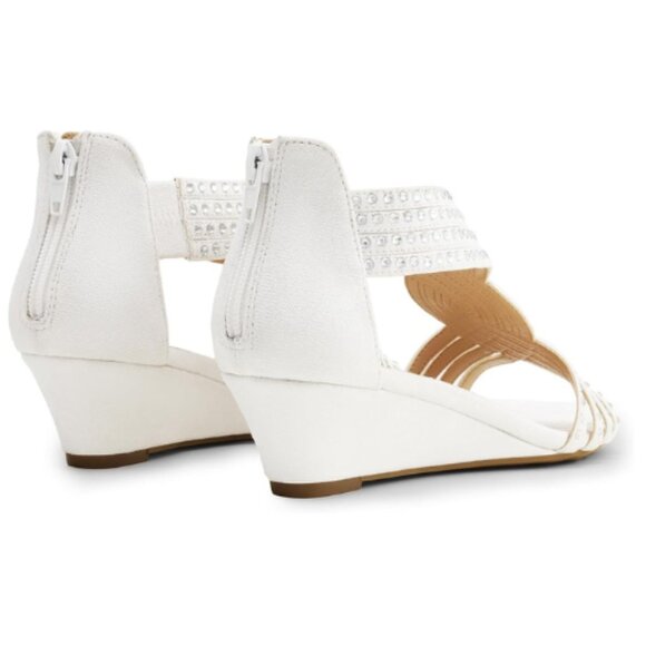 DREAM PAIRS Women's Open Toe Wedges Sandals Sparkly Rhinestone Zipper White 7M - Picture 4 of 7